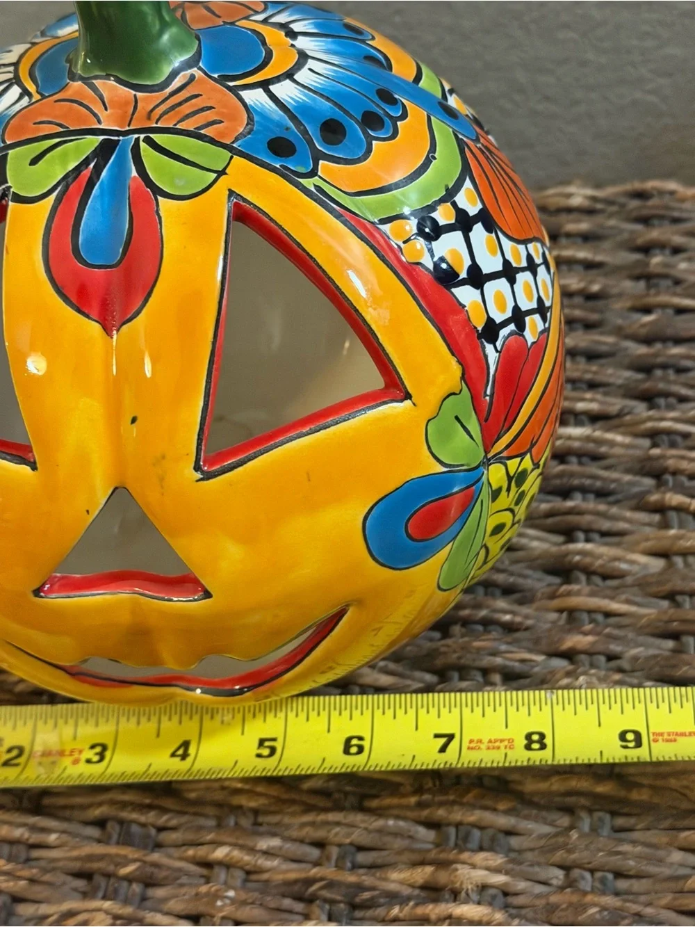 Talavera Pumpkin Luminaria Large – Hand Painted Mexican Jack O Lantern Decor